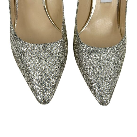 Jimmy Choo Romy 85 Champagne Glitter Pointed Toe Heels - Picture 6 of 11